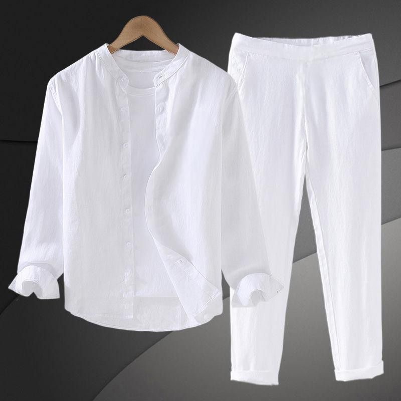 Lightweight Breathable Cotton  - Mens Linen Shirt Long Sleeve 评论和价格