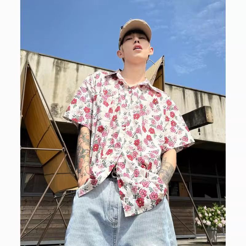 Men Trendy Vintage Floral Prin - Vintage Hawaiian Floral Shirt 评论和价格