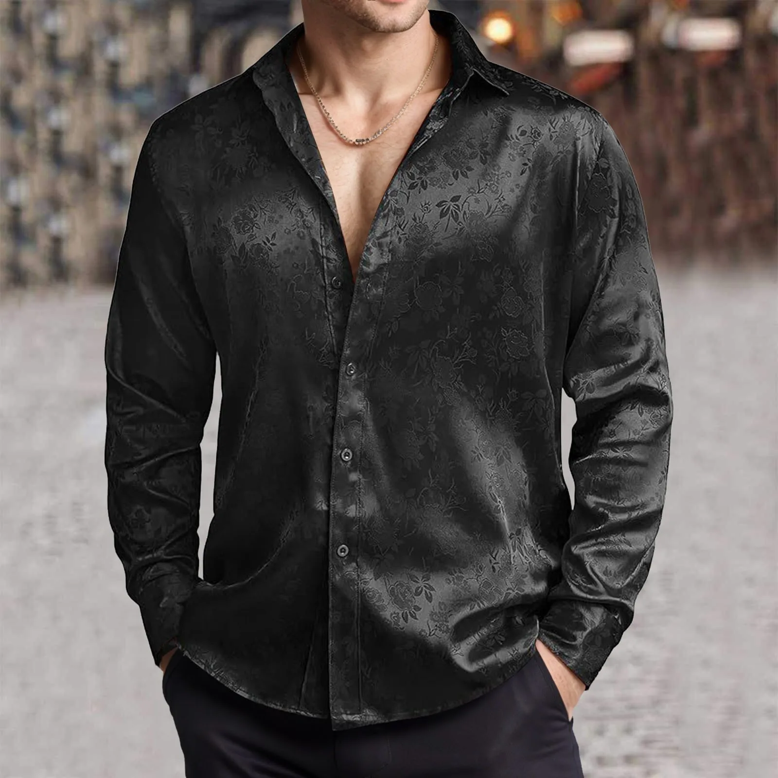 Mens Imitation Silk Satin Dres - Mens Satin Silk Dress Shirt 评论和价格