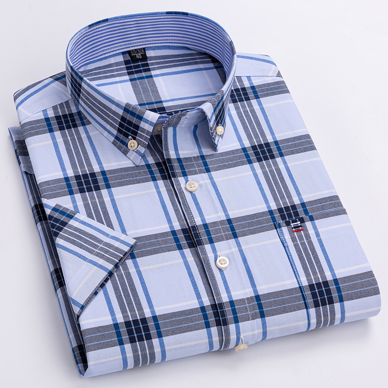 Quality Men Shirt Short Sleeve - Oxford Cotton Casual Shirt Business 评论和价格